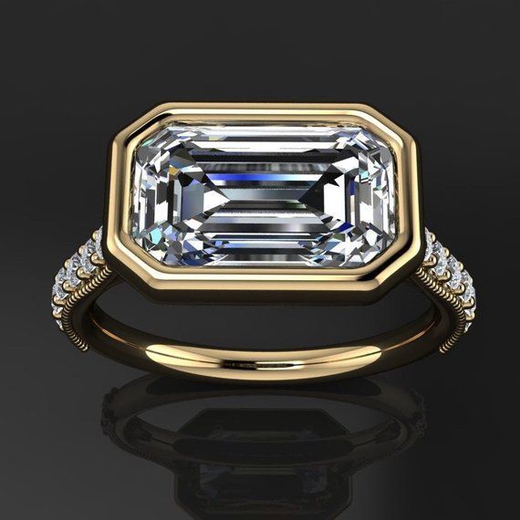 Vintage Rectangular Glass Gold Ring-Ariette Jewelry