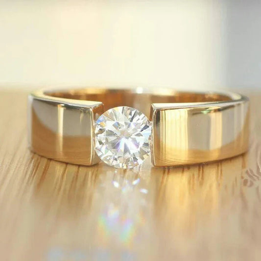 Vintage Open Zirconia Gold Ring-Ariette Jewelry