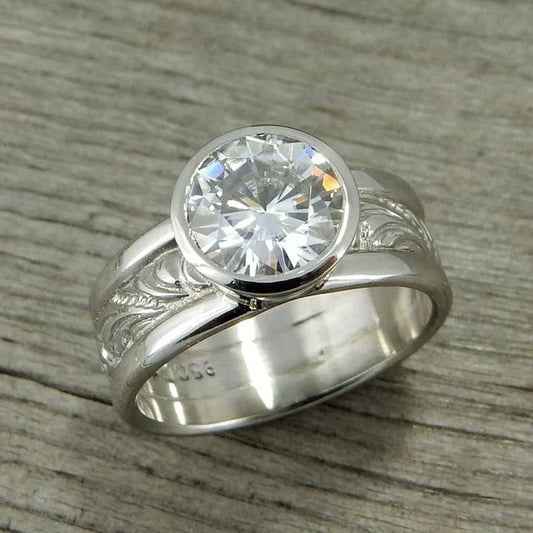 Vintage Zirconia Silvered Ring-Ariette Jewelry