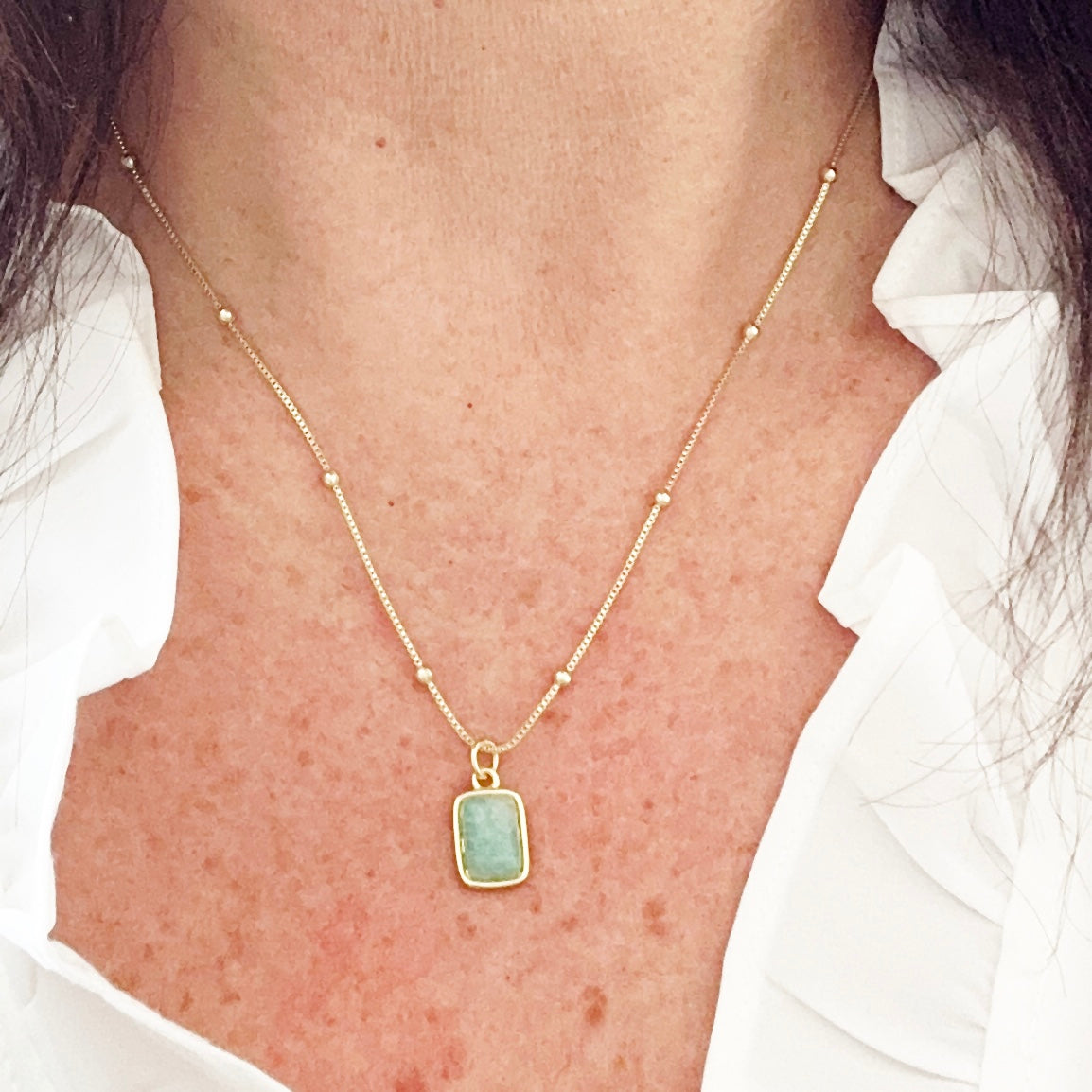 Briella Amazonite Gemstone Necklace-Ariette Jewelry