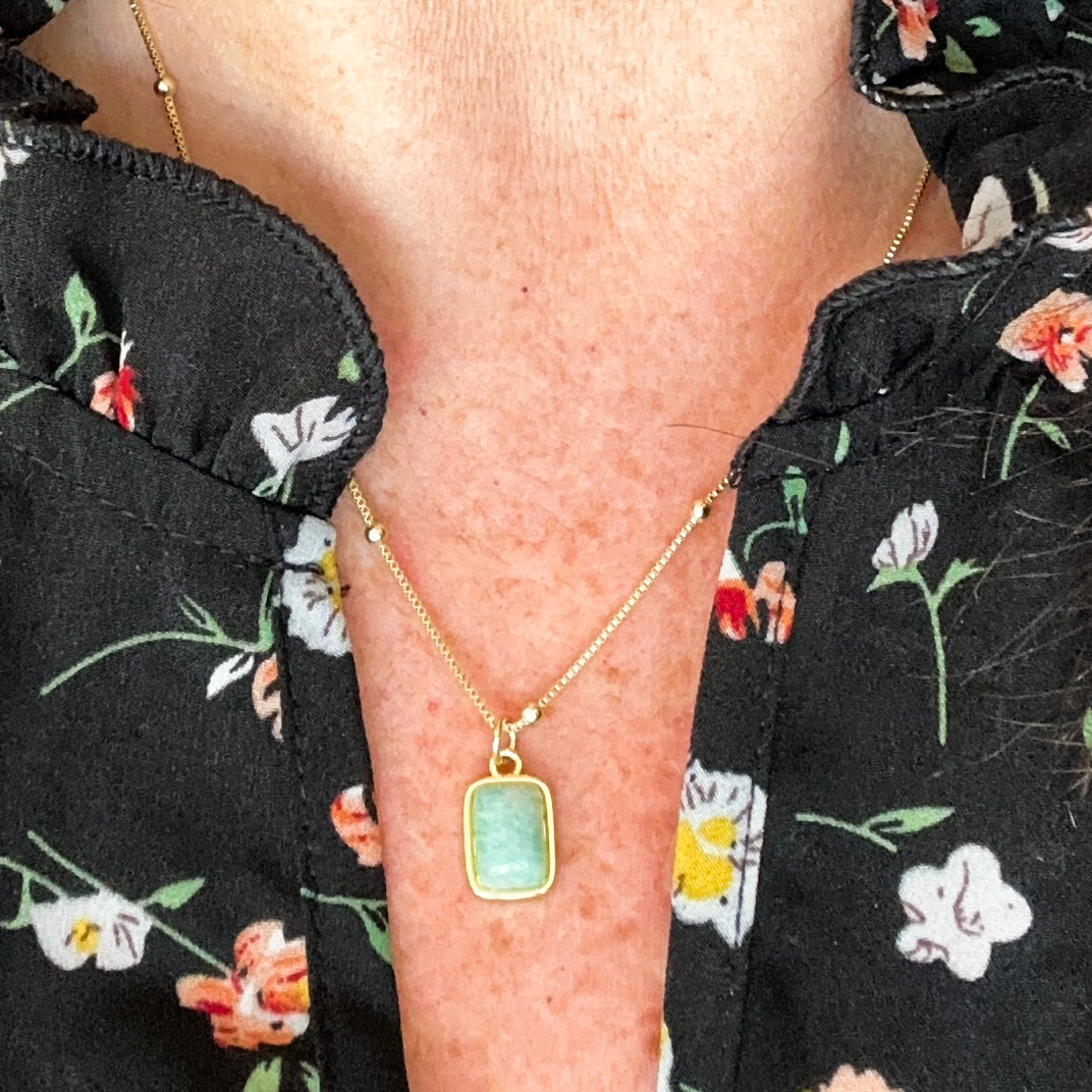 Briella Amazonite Gemstone Necklace-Ariette Jewelry