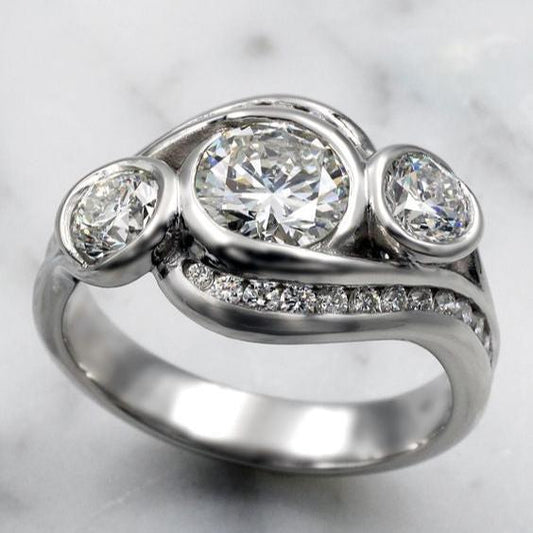 Vintage Zirconia Spiral Silver Ring-Ariette Jewelry