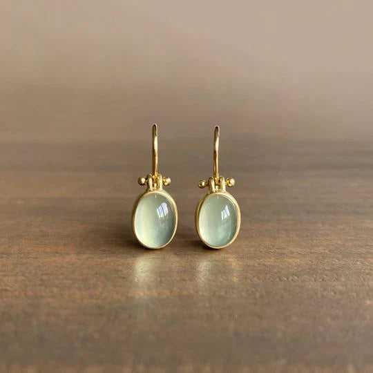 Vintage Earrings with Green Moonstone-Ariette Jewelry