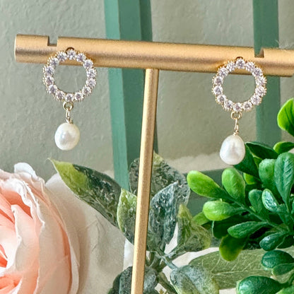 Belina Open Circle Pearl Earrings-Ariette Jewelry