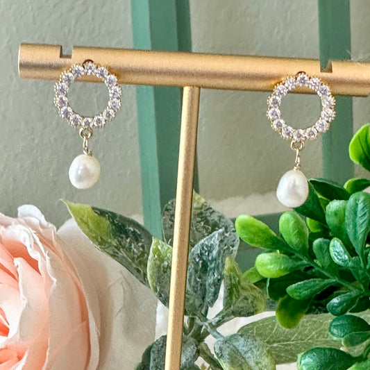 Belina Open Circle Pearl Earrings-Ariette Jewelry