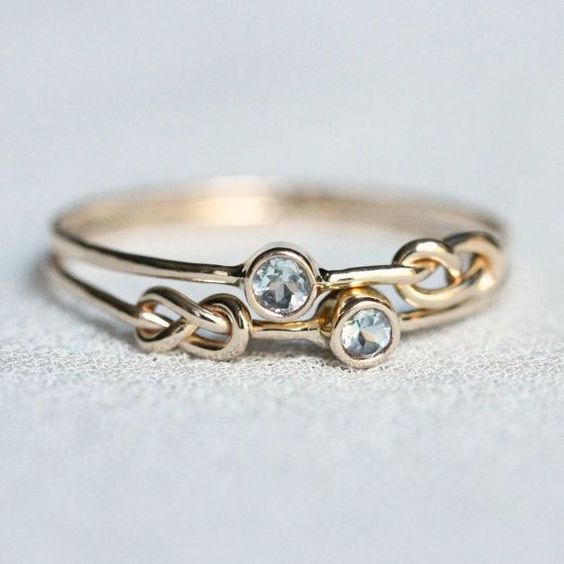 Vintage Knotted Gold & Zirconia Ring-Ariette Jewelry