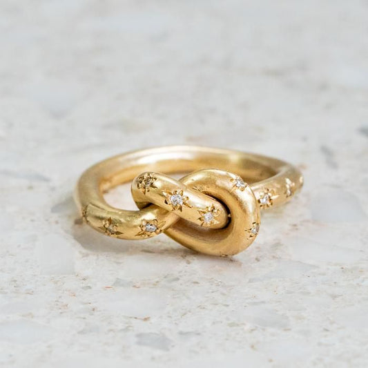 Vintage Knotted Celestial Gold Ring-Ariette Jewelry