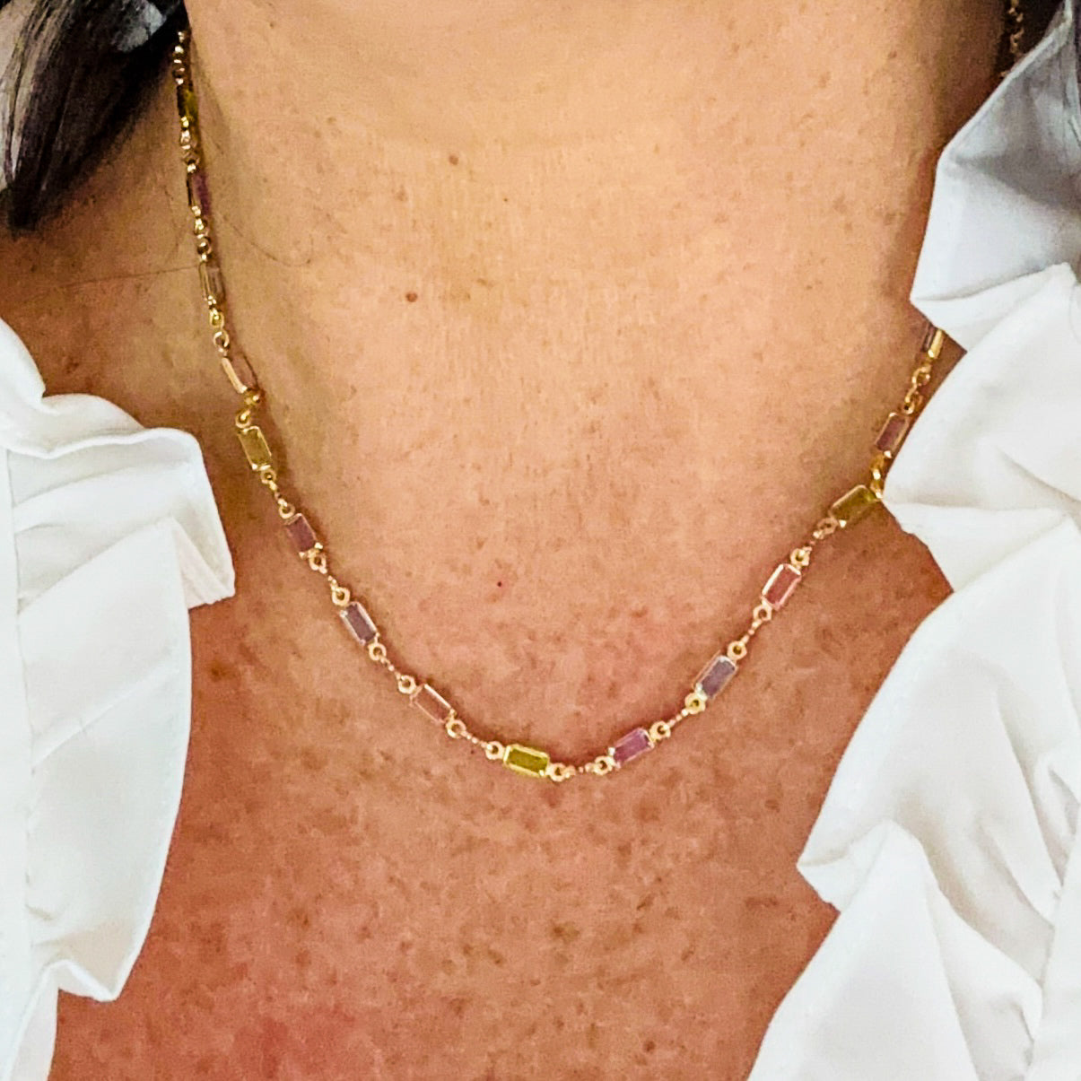 Isabella MultiColor CZ Stone Necklace-Ariette Jewelry