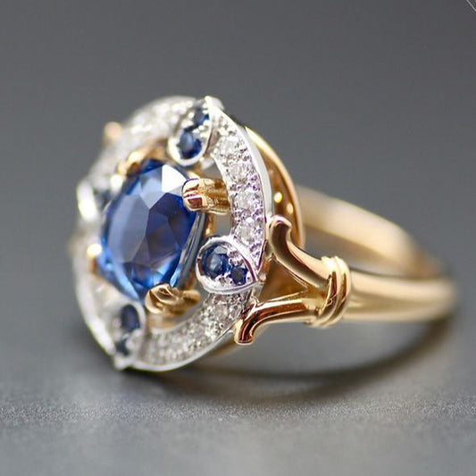 Vintage Blue Starlight Zirconia Ring-Ariette Jewelry