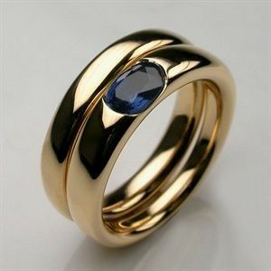 Vintage Golden & Blue Zirconia Ring-Ariette Jewelry