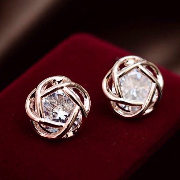 Vintage Crystal Sphere Rose Earrings-Ariette Jewelry