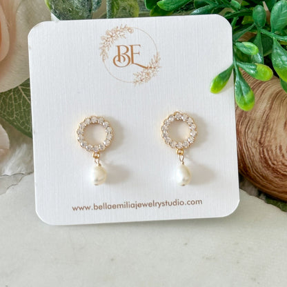 Belina Open Circle Pearl Earrings-Ariette Jewelry