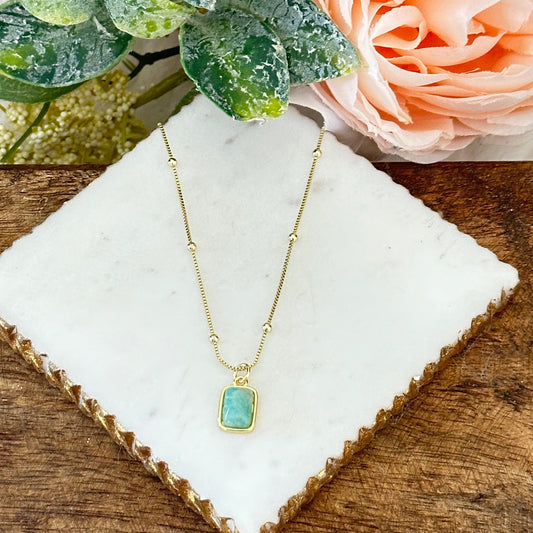 Briella Amazonite Gemstone Necklace-Ariette Jewelry