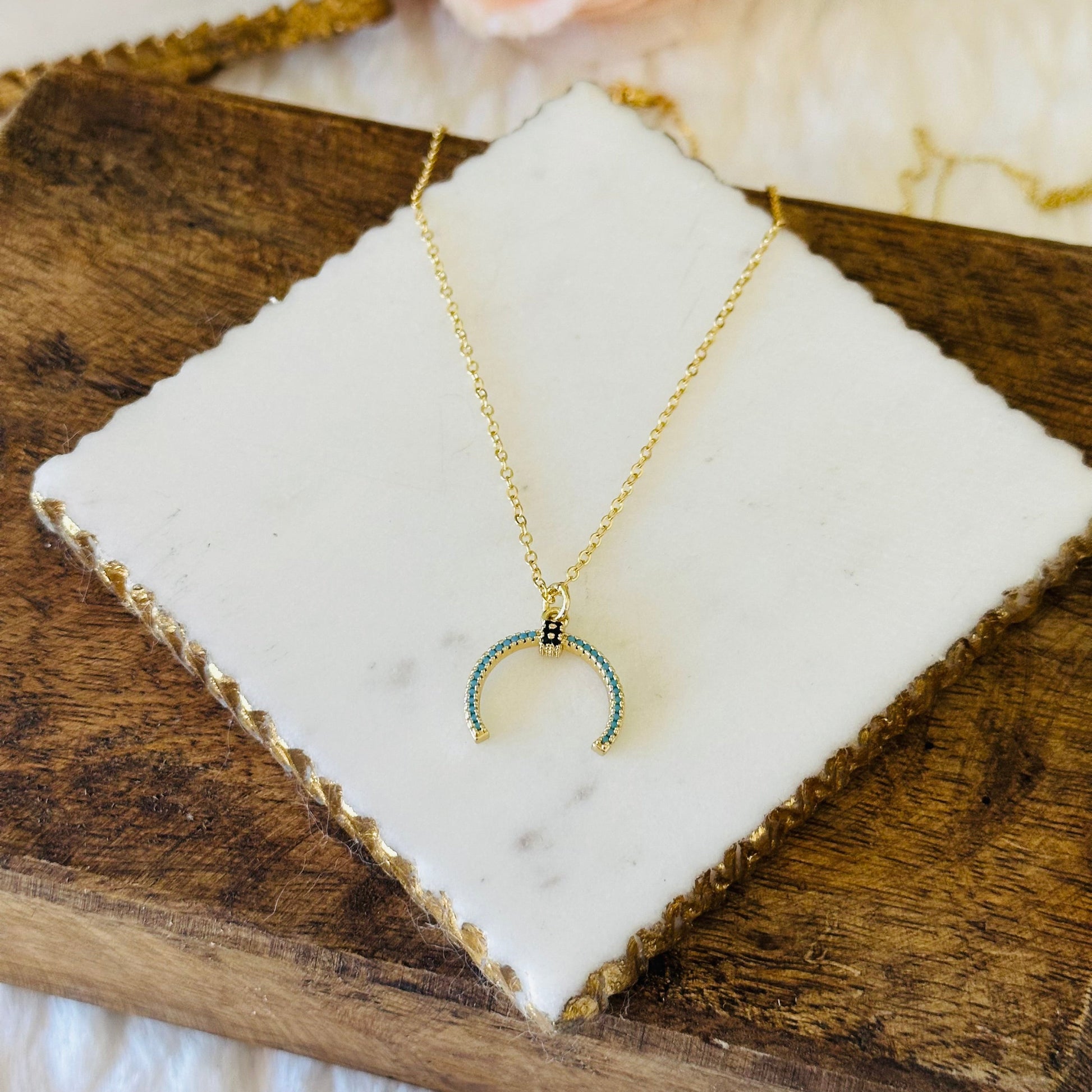 Elda Turquoise Horn Necklace-Ariette Jewelry