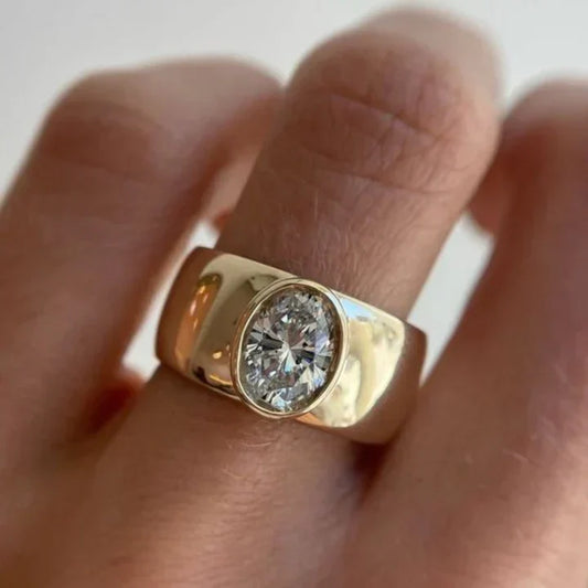 Vintage Inlaid Round Glass Gold Ring-Ariette Jewelry
