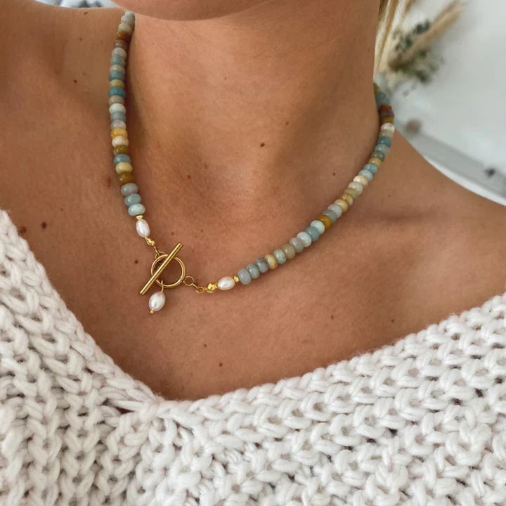 Vintage Golden Necklace with Stones-Ariette Jewelry