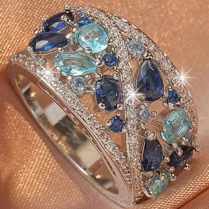 Vintage Blue Zirconia Ring-Ariette Jewelry