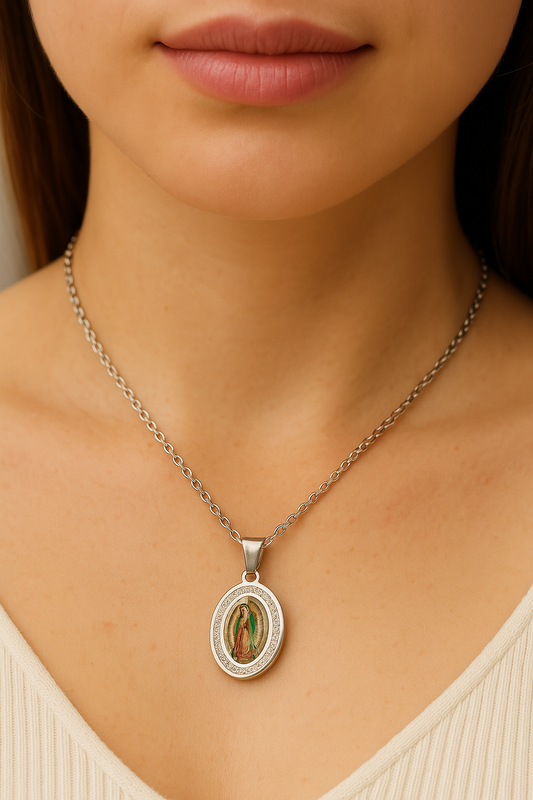 Spiritual Silver Virgin Mary Necklace-Ariette Jewelry
