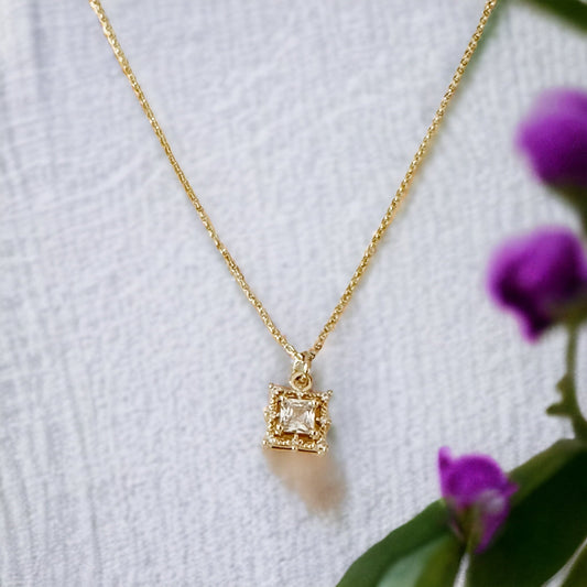 Illaria Square Baguette Necklace-Ariette Jewelry
