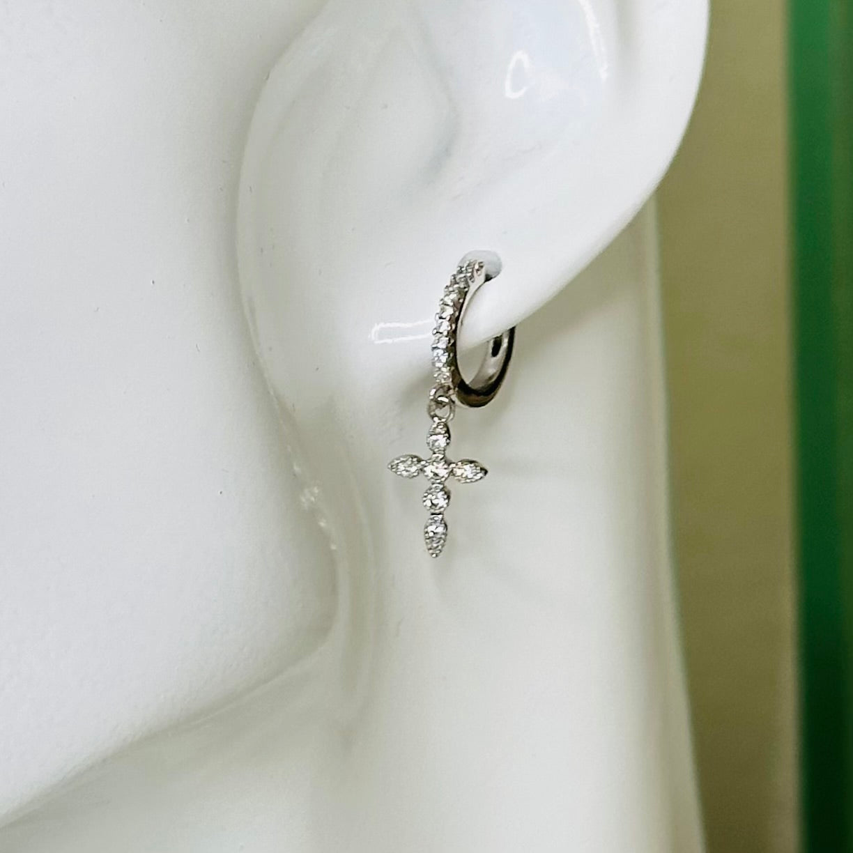 Dainty Cross Huggie Hoop Earrings-Ariette Jewelry