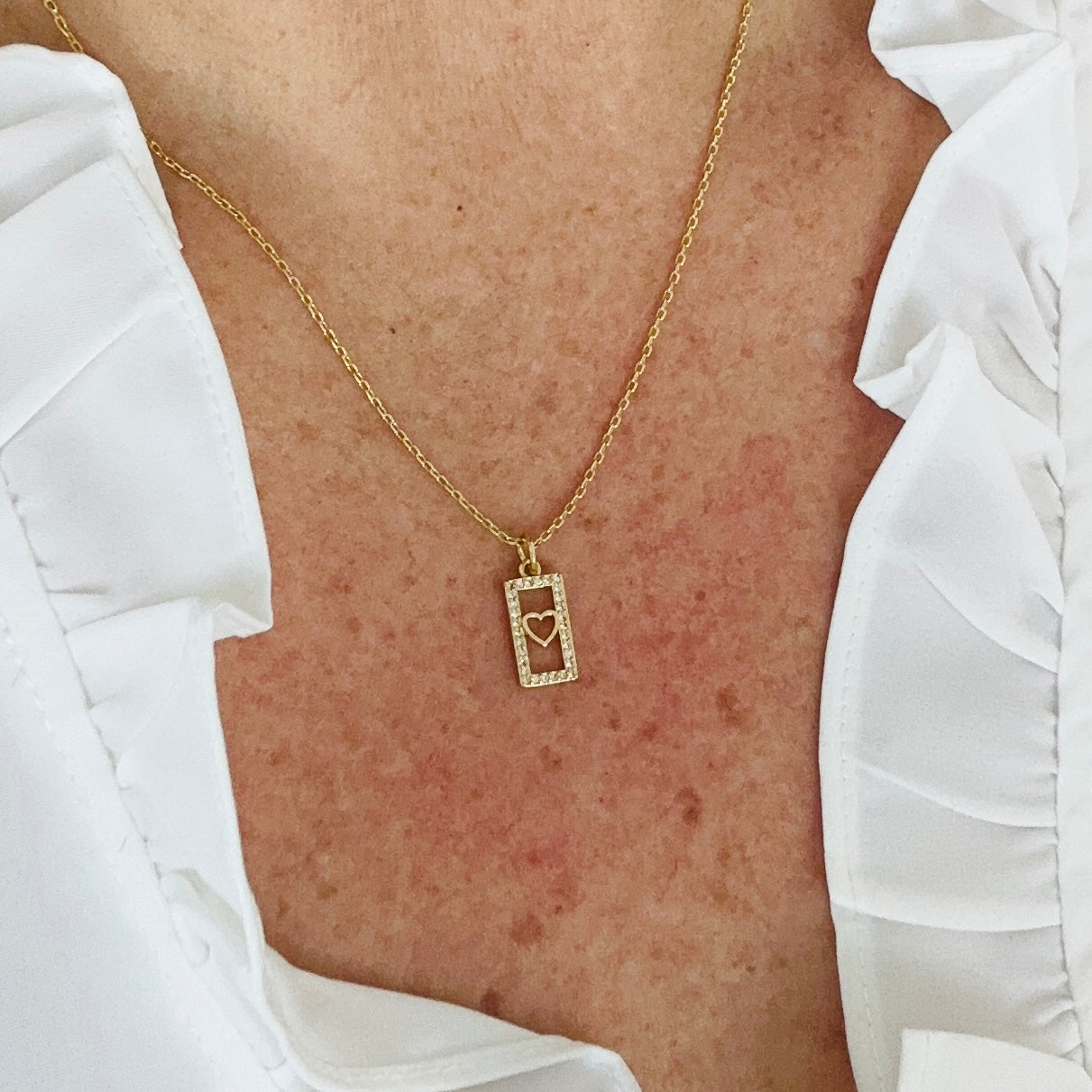 Carita Dainty Heart Tag Necklace-Ariette Jewelry