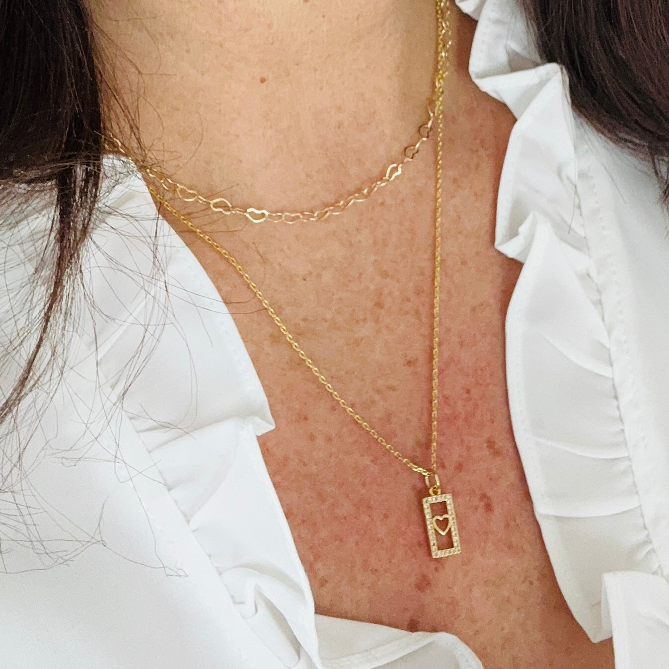 Carita Dainty Heart Tag Necklace-Ariette Jewelry