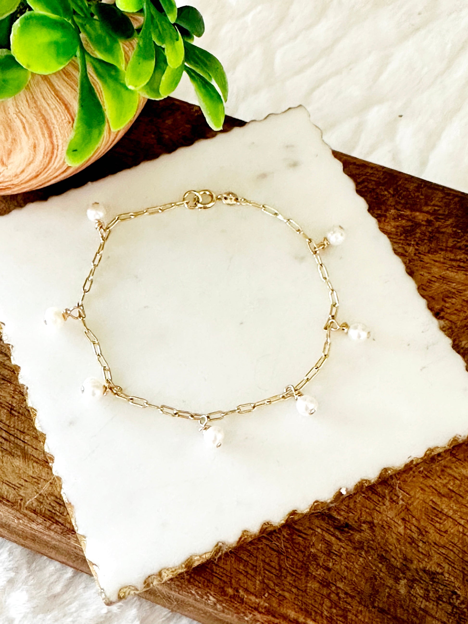 Gina Mini Pearl Charm Bracelet-Ariette Jewelry