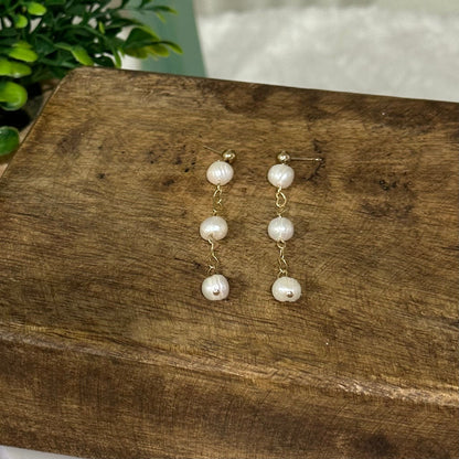 Three Wishes Pearl Dangle Earrings-Ariette Jewelry