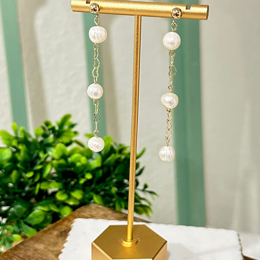 Three Wishes Pearl Dangle Earrings-Ariette Jewelry