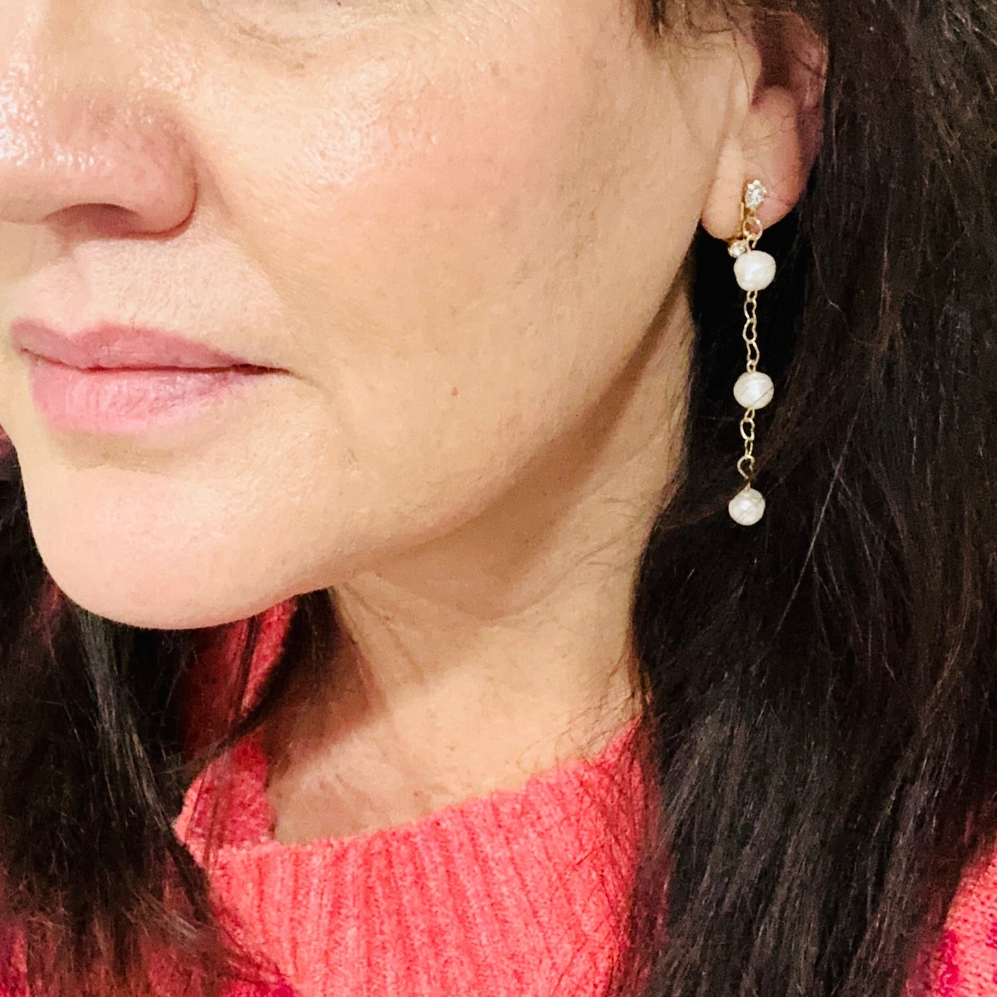 Three Wishes Pearl Dangle Earrings-Ariette Jewelry