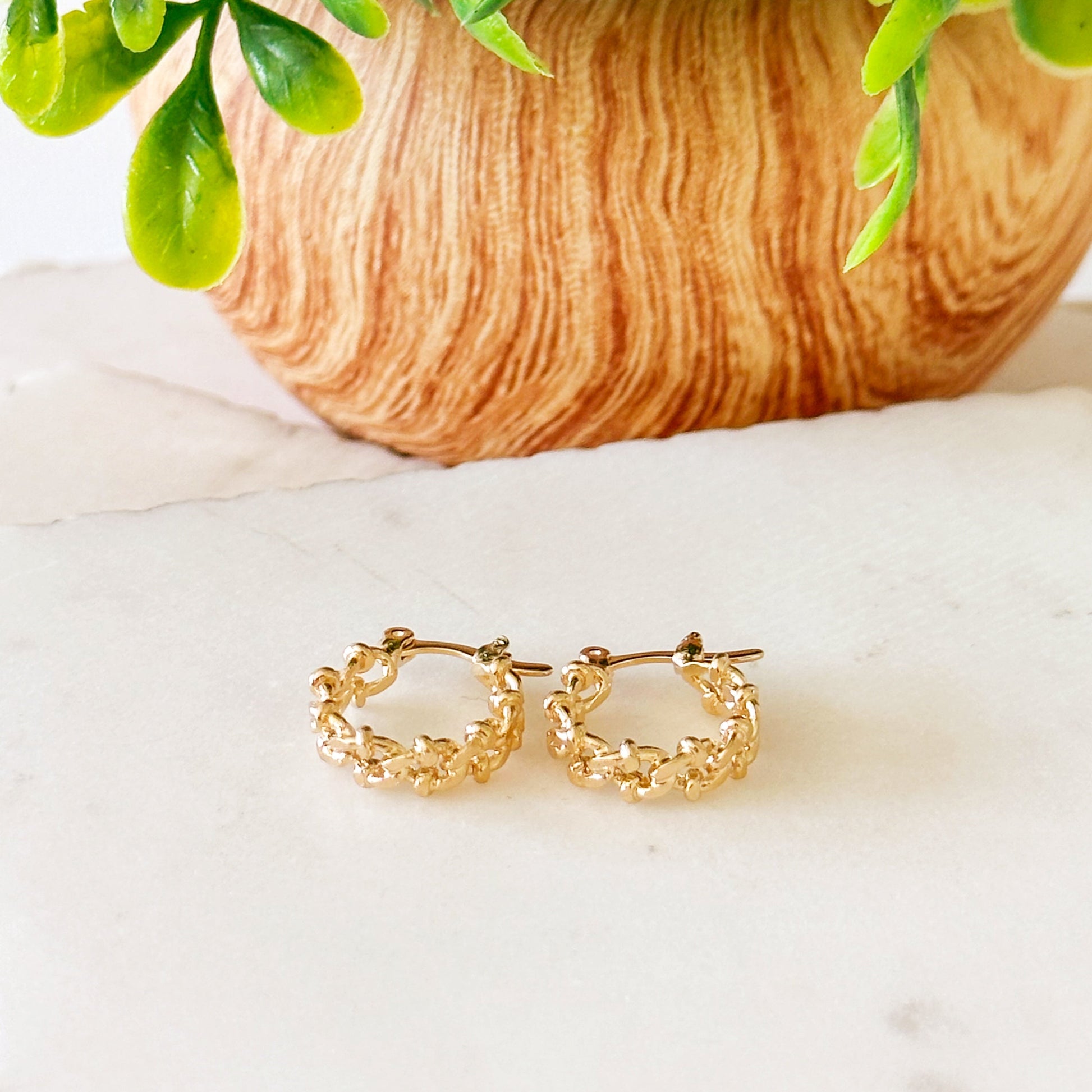 Diletta Small Designed Cuban Hoops-Ariette Jewelry