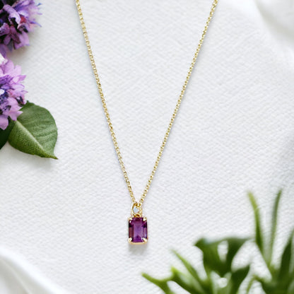 Violetta Amethyst Baguette Necklace-Ariette Jewelry