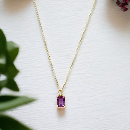Violetta Amethyst Baguette Necklace-Ariette Jewelry