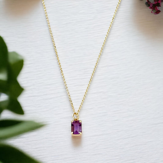 Violetta Amethyst Baguette Necklace-Ariette Jewelry