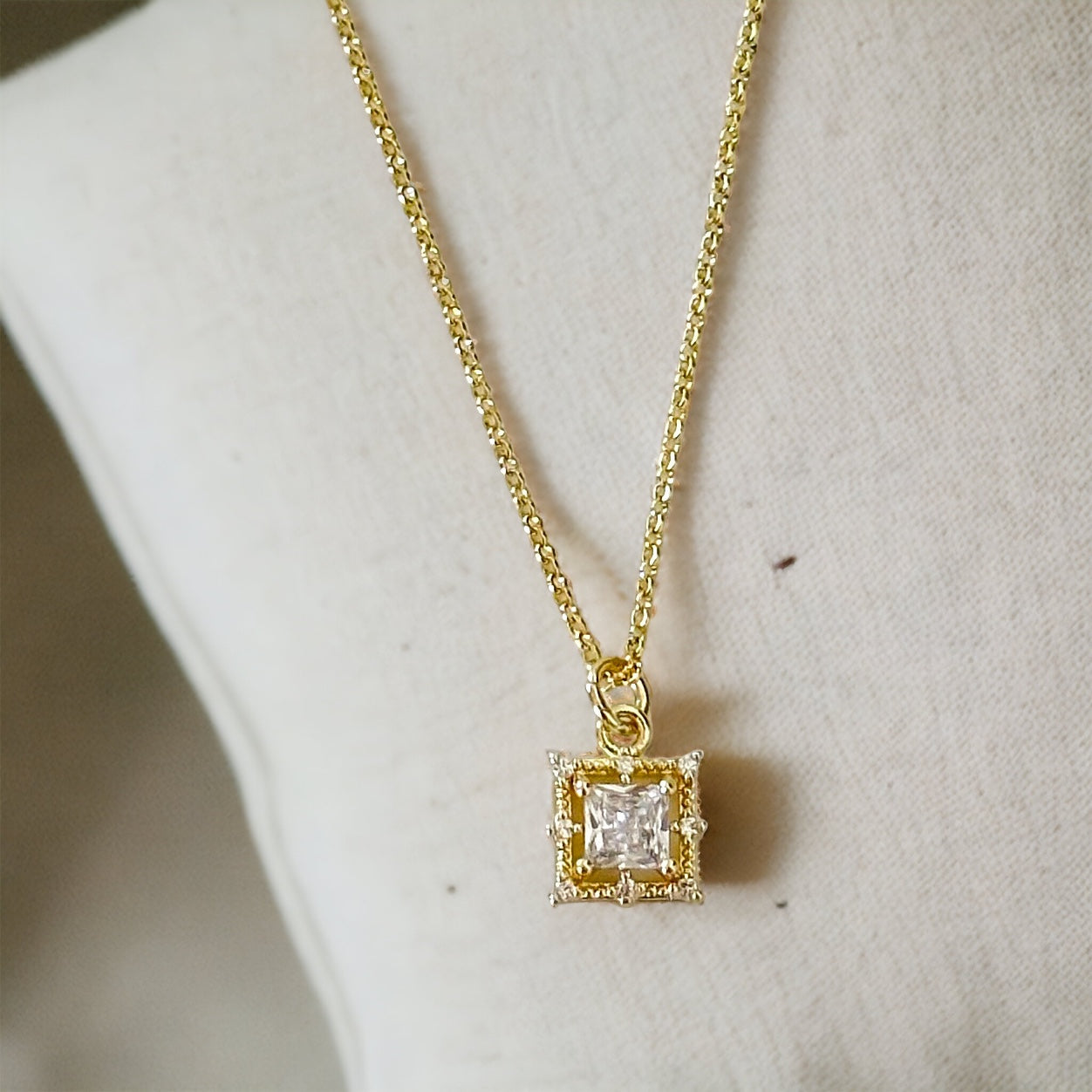 Illaria Square Baguette Necklace-Ariette Jewelry