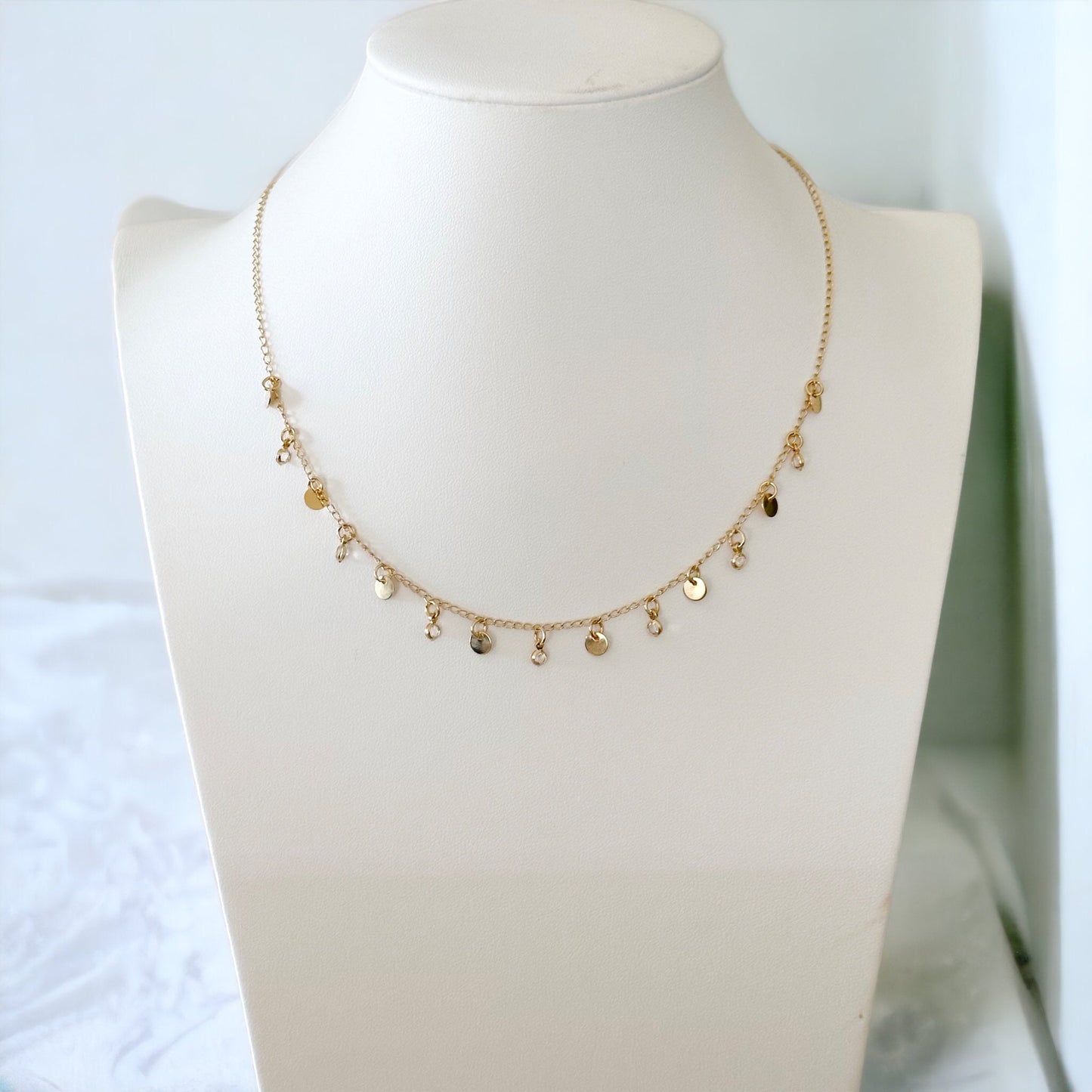Norah Ball Chain With Dangle Discs-Ariette Jewelry