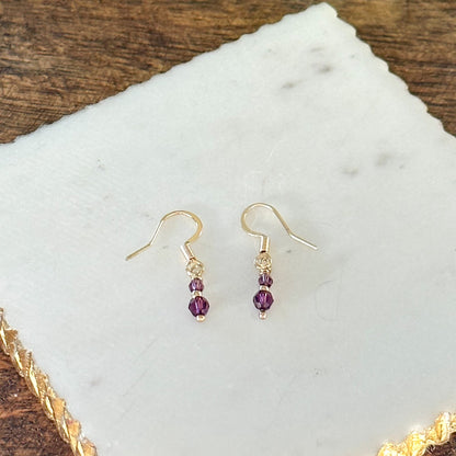 Gioia Dainty Amethyst Earrings-Ariette Jewelry