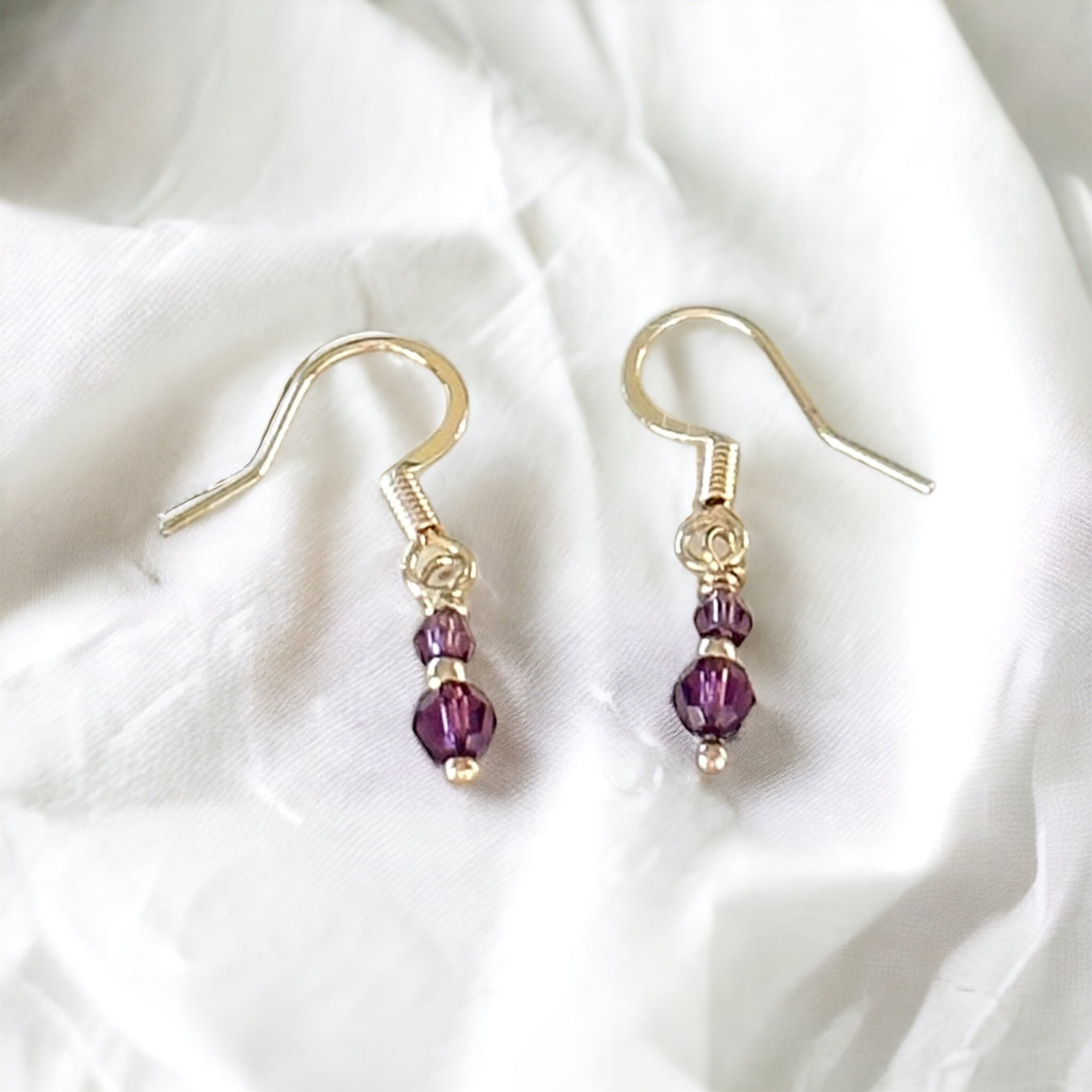 Gioia Dainty Amethyst Earrings-Ariette Jewelry