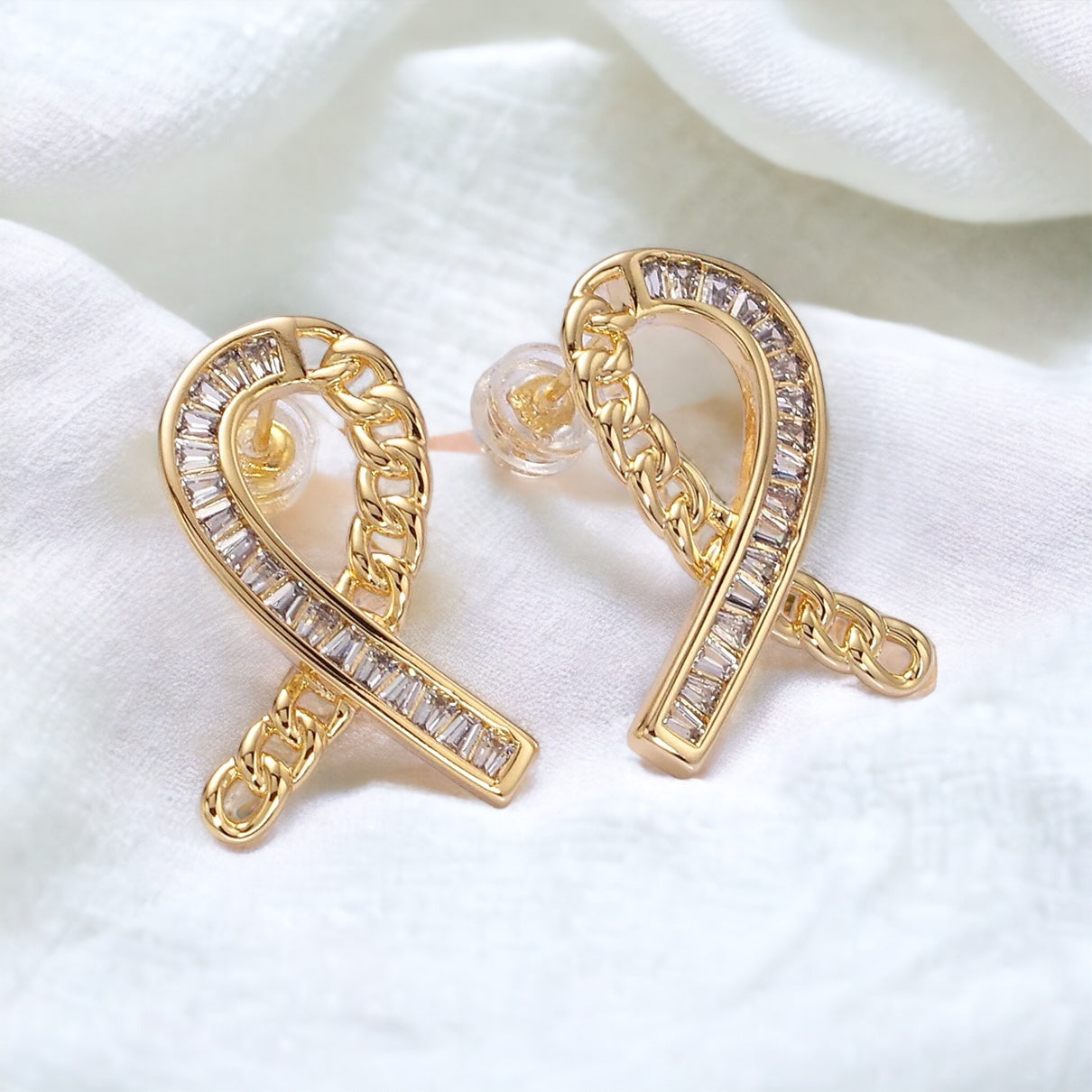 Cancer Awareness Ribbon Earrings - Gold or Silver-Ariette Jewelry