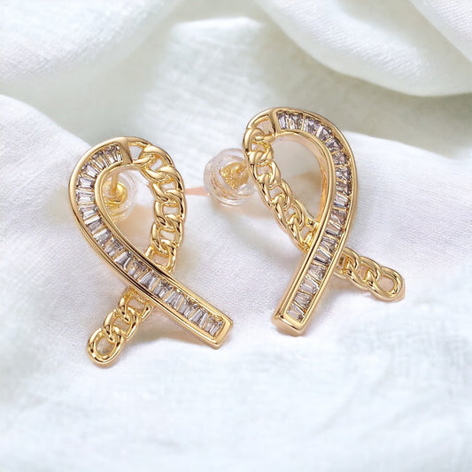 Cancer Awareness Ribbon Earrings - Gold or Silver-Ariette Jewelry