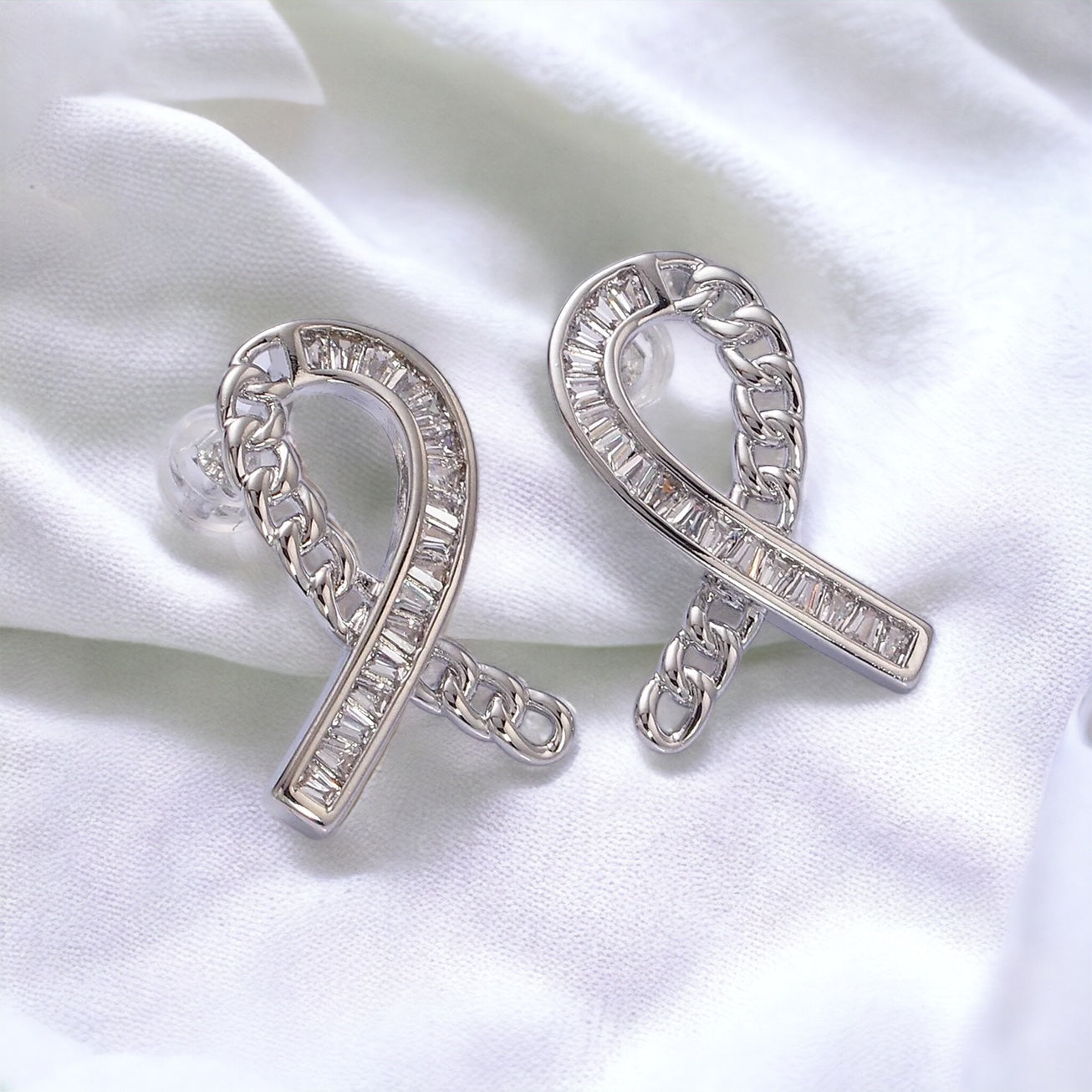 Cancer Awareness Ribbon Earrings - Gold or Silver-Ariette Jewelry