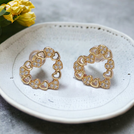Paolina heart stud earrings-Ariette Jewelry