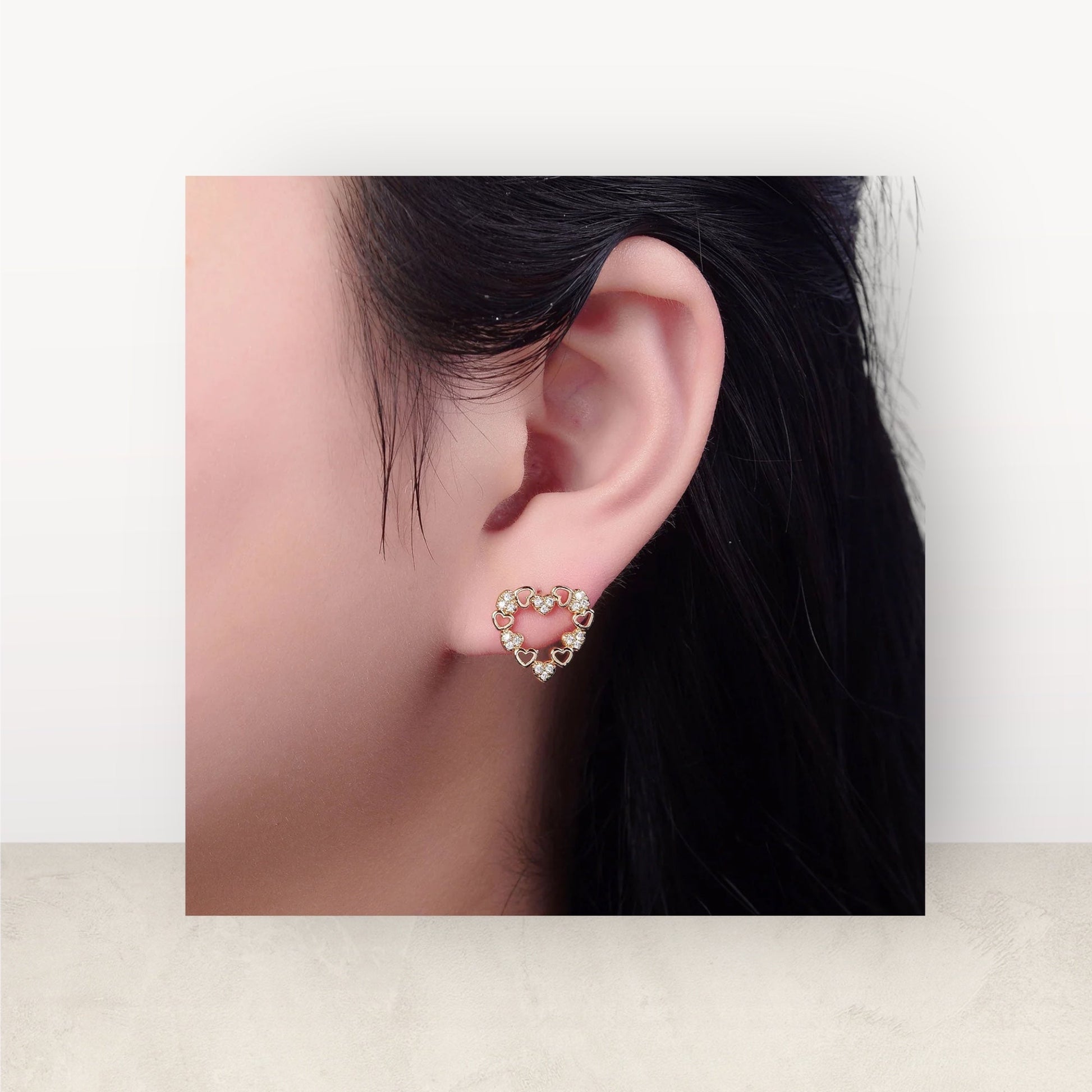 Paolina heart stud earrings-Ariette Jewelry