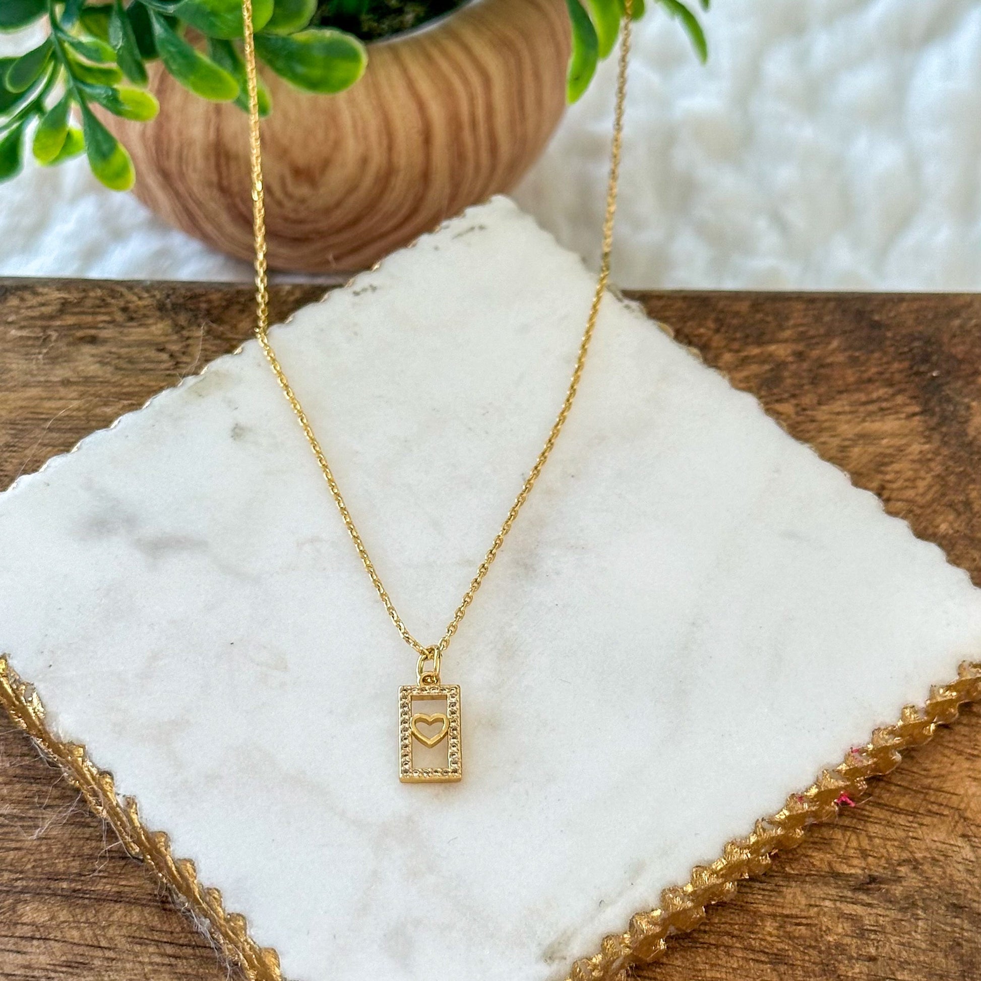Carita Dainty Heart Tag Necklace-Ariette Jewelry