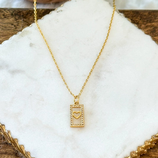 Carita Dainty Heart Tag Necklace-Ariette Jewelry