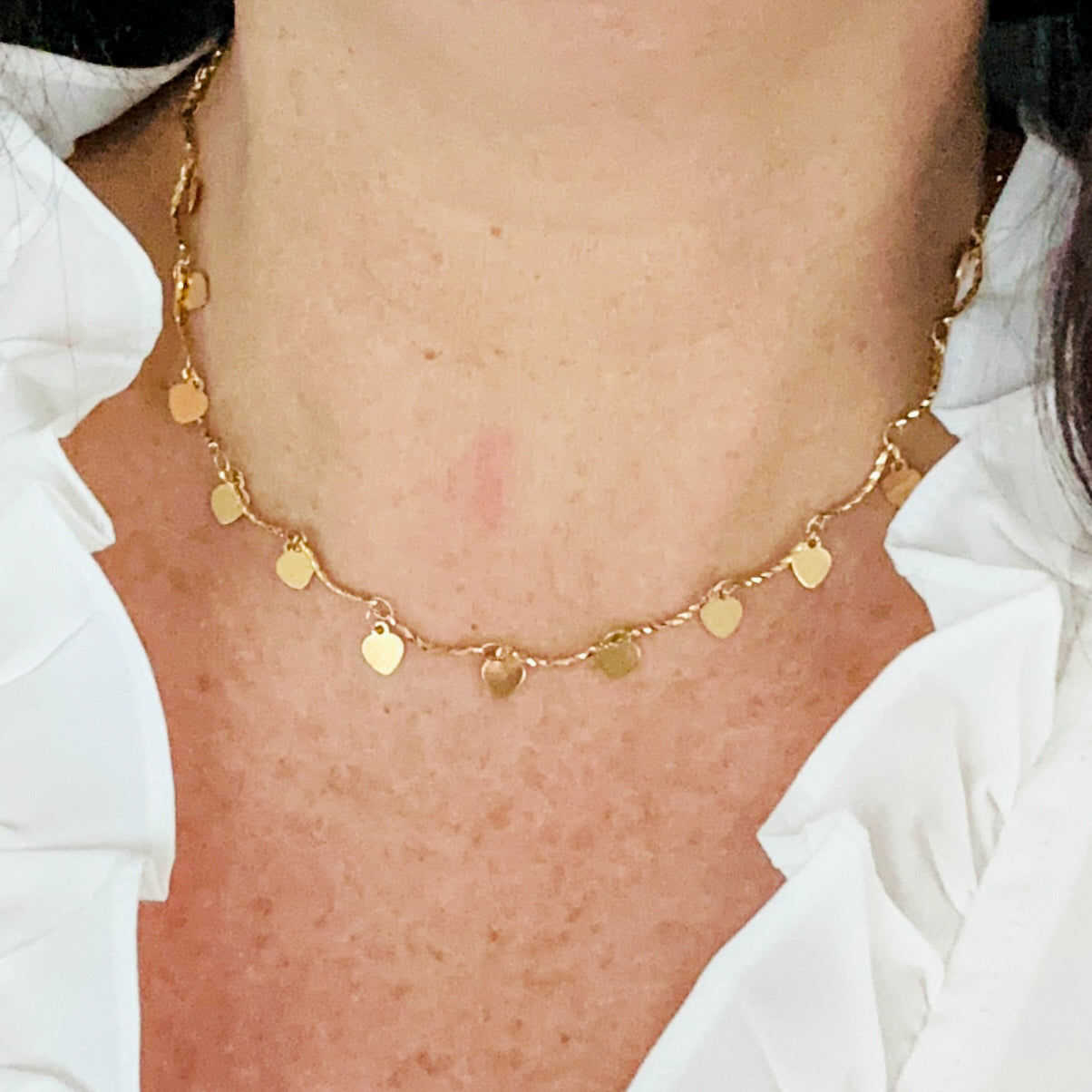Melita Dangle Heart Choker Necklace-Ariette Jewelry