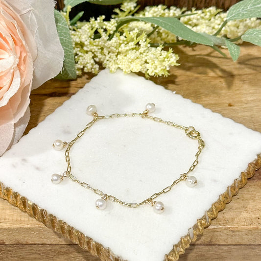 Gina Mini Pearl Charm Bracelet-Ariette Jewelry