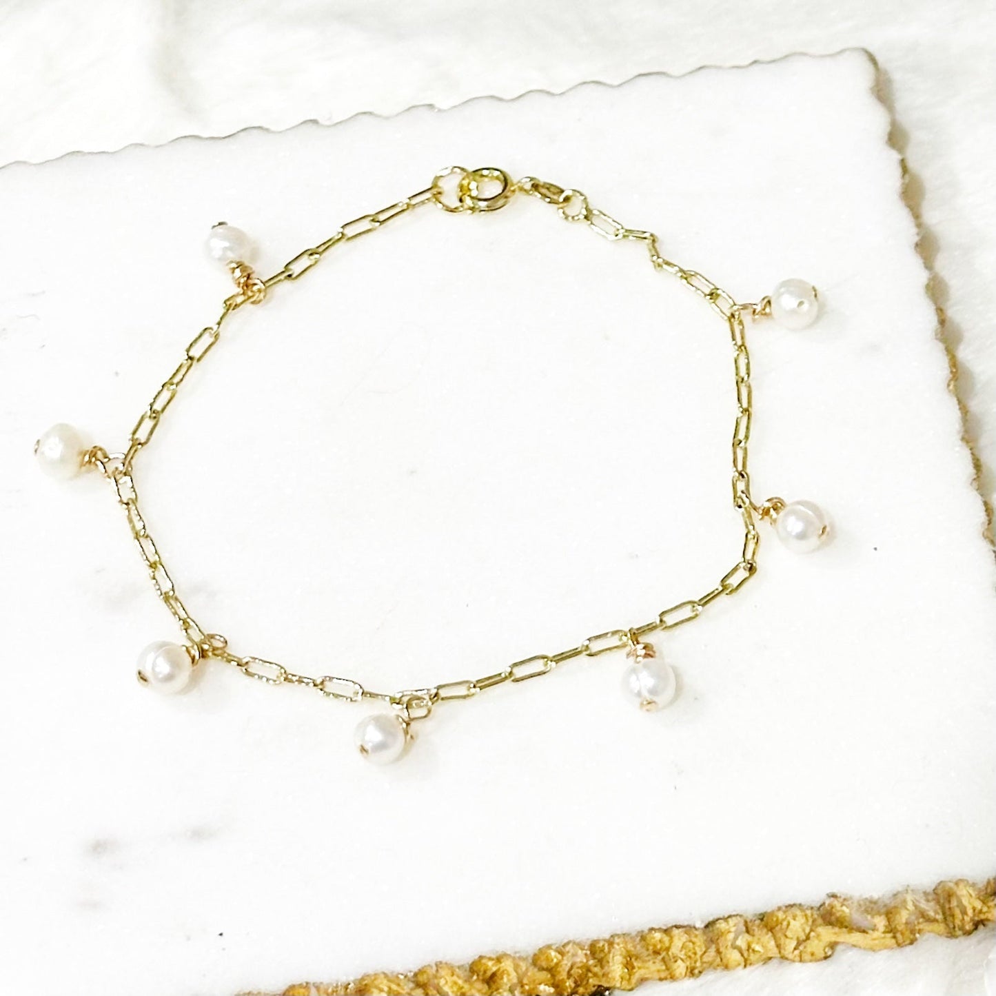 Gina Mini Pearl Charm Bracelet-Ariette Jewelry