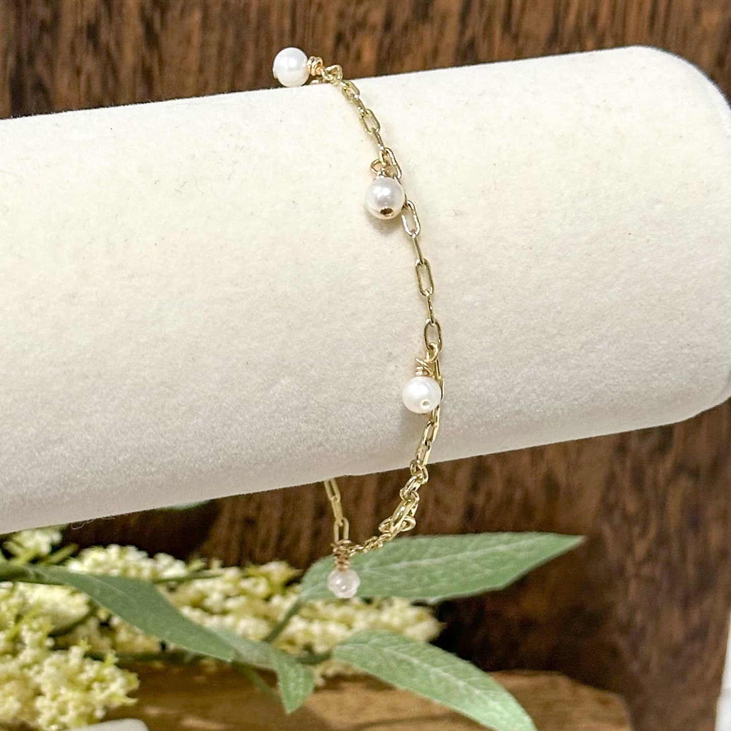 Gina Mini Pearl Charm Bracelet-Ariette Jewelry