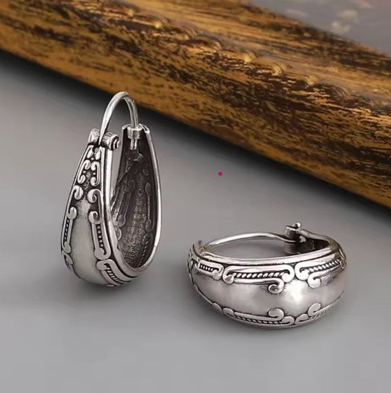 Silver Vintage Mandala Earrings-Ariette Jewelry